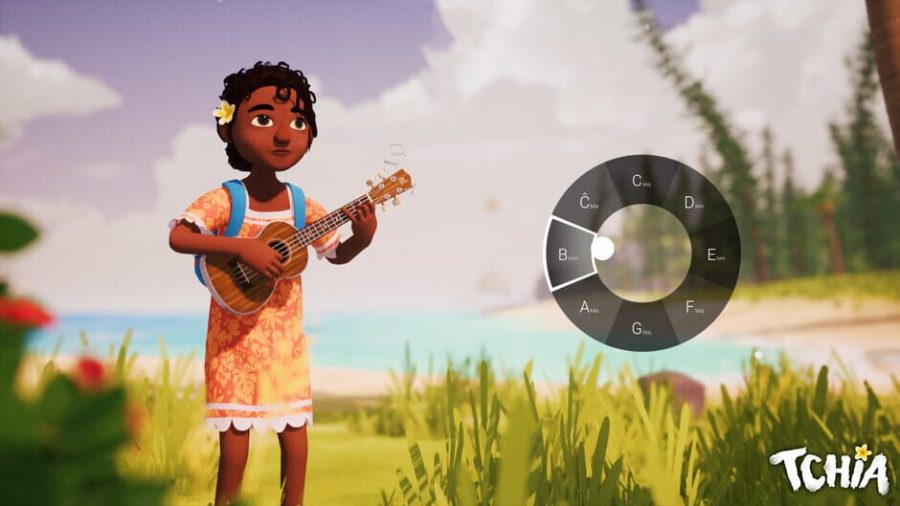 tchia playing her ukulele