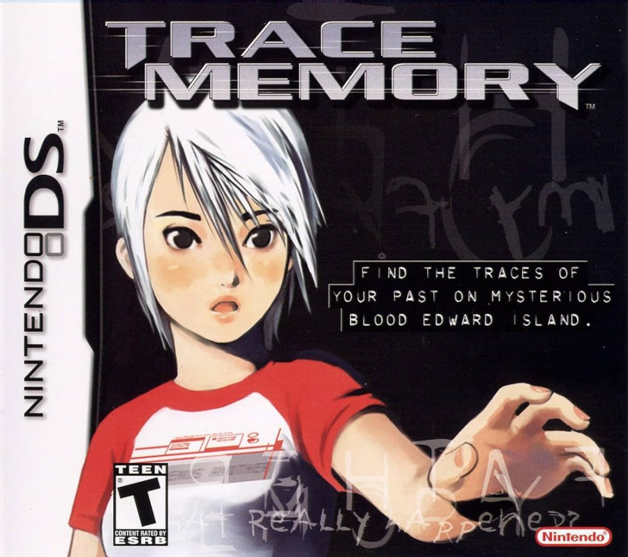 White-haired preteen in tee reaches toward viewer. Title "Trace Memory" over her head and "Nintendo DS" down the side.