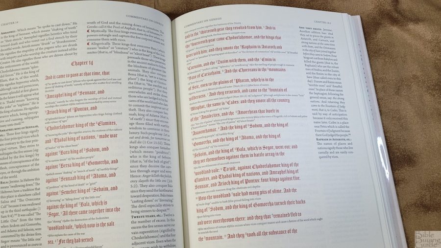a Bible with red lettering throughout
