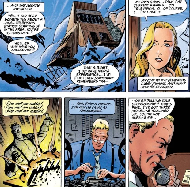 A series of panels depicting men and woman and their thought processes regarding the future