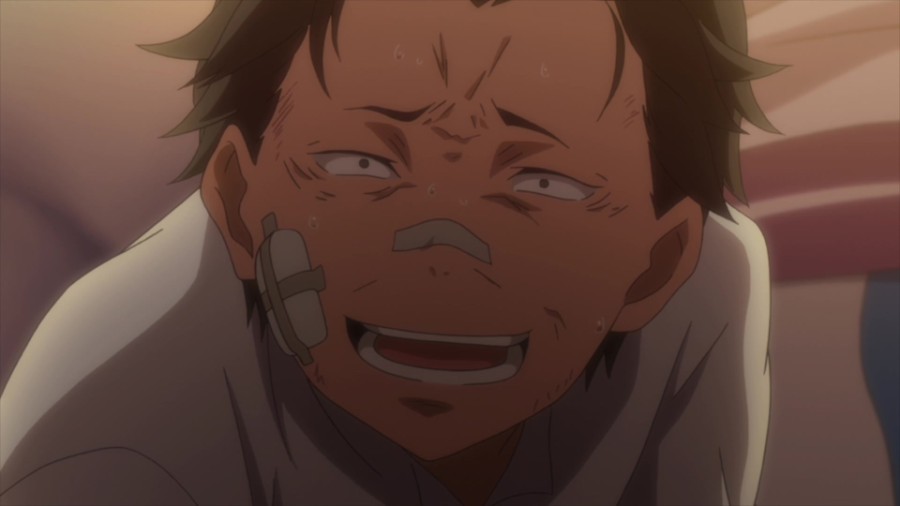 A white man scrunches his face in a look of arrogance mixed with sadness