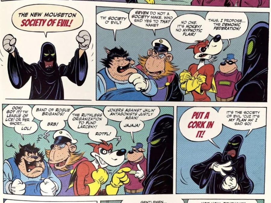 A group of villains argue over their team name