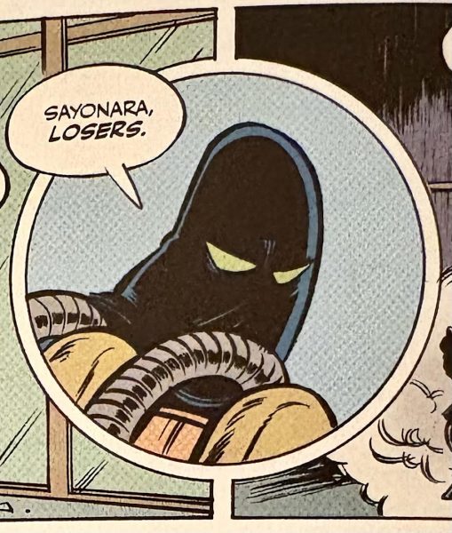 Black hooded figure says "Sayonara losers"